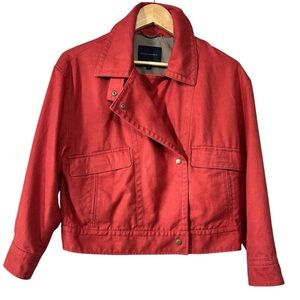 Banana Republic Amelia Flight Jacket Hemp Cropped Trench Dune Red Bomber |Size M